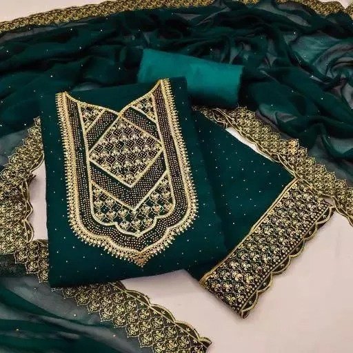 Advaxe Embroidery georgette 4 pcs with stone work= - Image 1